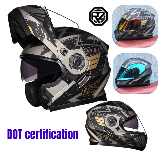 Modular Flip Up Motorcycle Helmet Dot Approved - Orz 풀 페이스 듀얼 바이저 오토바이