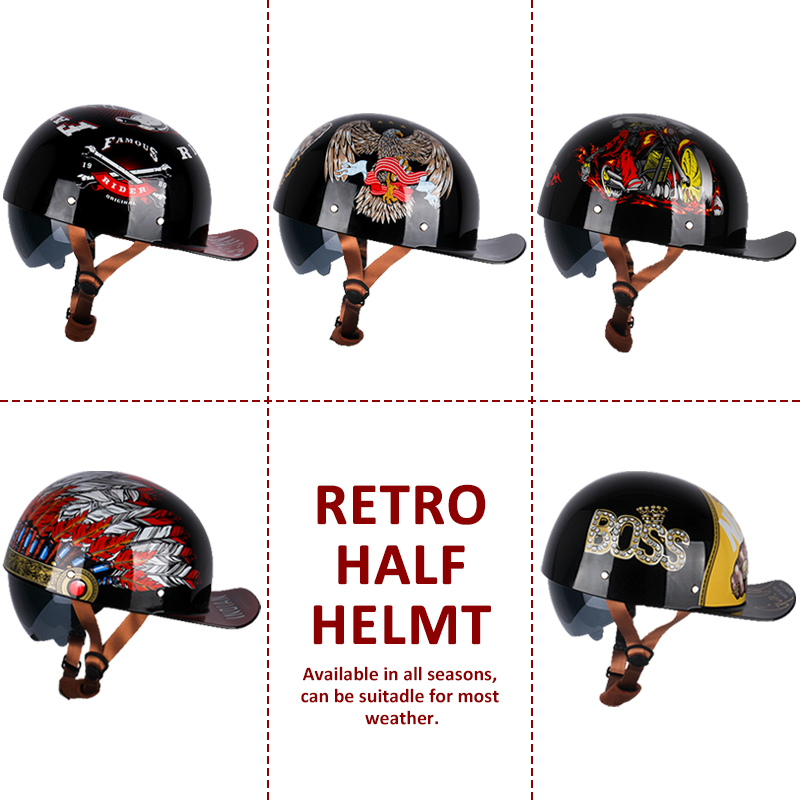 Uchoose 여름 오토바이 Casque DS 야구 모 - Vintage Open Face Retro Helmet 리뷰 및 가격